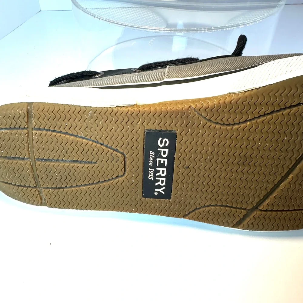 Sperry Top-Sider Mens Grey Black Canvas Leather Boat Shoes‎ STS22946 Size 9
